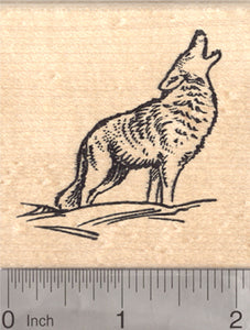 Coyote Howling Rubber Stamp
