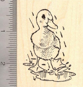 Duck Playing in the Rain Rubber Stamp