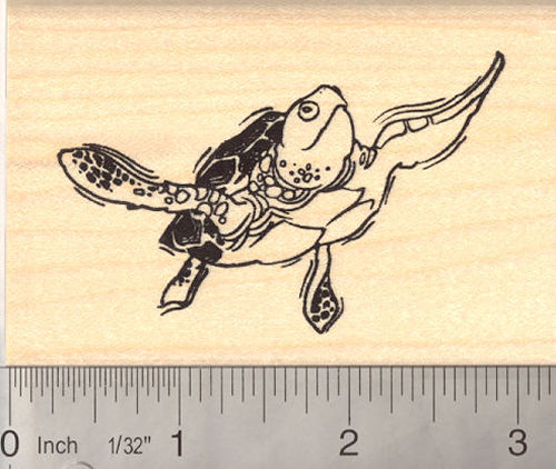 Green Sea Turtle Rubber Stamp