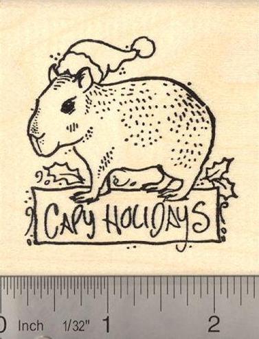 Capy-Holidays Capybara Christmas Rubber Stamp