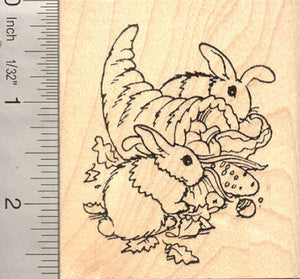 Bunny Rabbit Thanksgiving Rubber Stamp