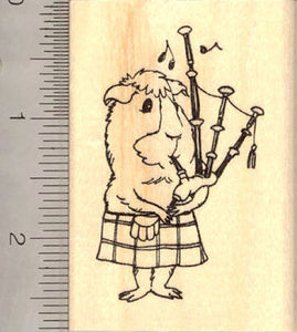 St. Patrick's Day Guinea Pig playing bagpipes Rubber Stamp