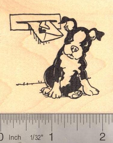 Boston Terrier Valentine Rubber Stamp