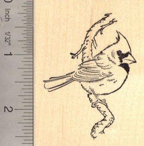 Cardinal Bird on Branch - Beautiful Rubber Stamp