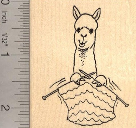 Alpaca knitting Yarn Rubber Stamp