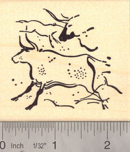 Paleolithic Cave Painting Rubber Stamp (Aurochs in the "Hall of the Bulls" in Lascaux, France)