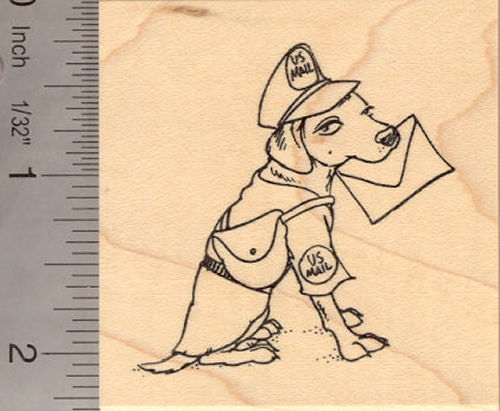 US Mail Carrier Dog Rubber Stamp