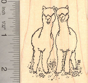 Alpaca Pair Rubber Stamp (Huacaya)