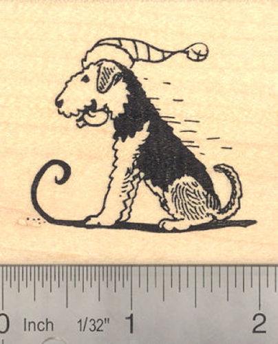 Airedale Terrier Dog Sledding Rubber Stamp