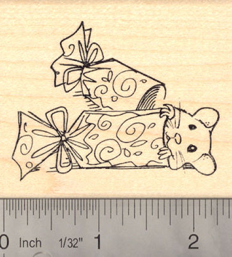 Hamster in Christmas Cracker Rubber Stamp