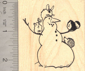 Small Pets with Snowman Rubber Stamp, Guinea Pig, Chinchilla, Hamster, and Hedgehog
