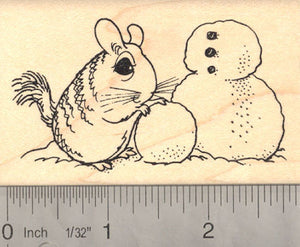 Chinchilla Snowman Rubber Stamp