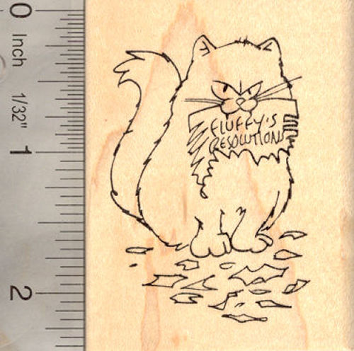 Cat New Year's Resolution (Fluffy) Rubber StampAlpaca Rubber Stamp (Huacaya)