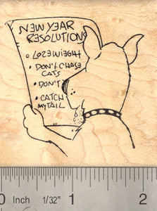 Dog New Year's Resolution Rubber Stamp