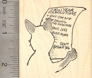 New Year's Resolution Cat Rubber Stamp