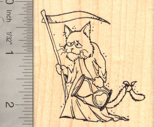 New Year's Cat Father Time Rubber Stamp