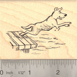 Water Dog on Wharf Summer Fun Rubber Stamp