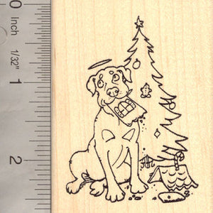 Christmas Gingerbread Dog Angel Rubber Stamp