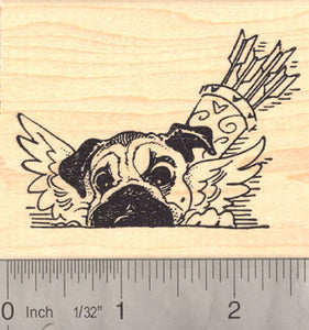 Valentine's Day Pug Dog as Cupid Rubber Stamp