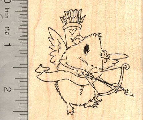 Guinea Pig Valentine's Day Cupid Rubber Stamp