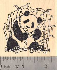 Panda with Heart Valentine Rubber Stamp