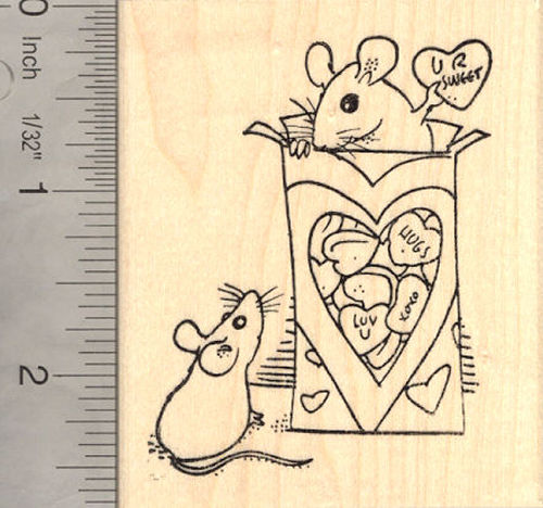 Valentine's Day Mice Rubber Stamp, Rat, Mouse