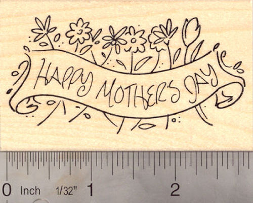 Happy Mother's Day Banner Rubber Stamp