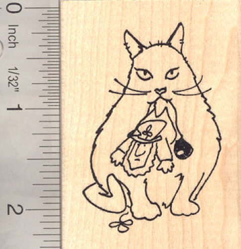 St. Patrick's Day Leprechaun with Cat Rubber Stamp