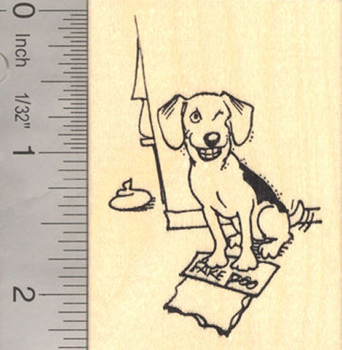 Dog Playing April Fools Day Prank with Fake Poo Rubber Stamp