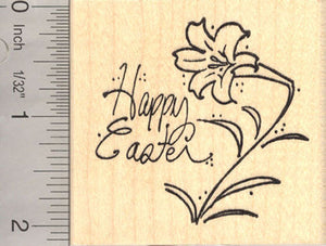 Happy Easter Lily Rubber Stamp