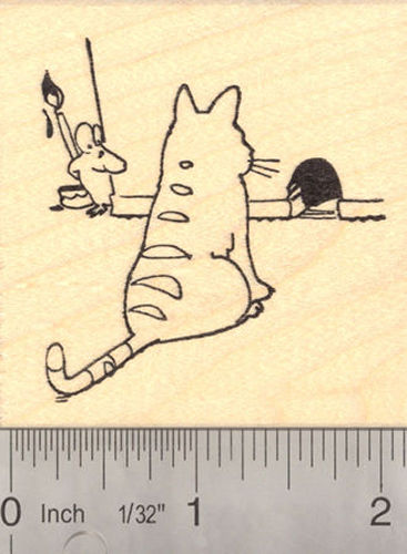 Cat and Mouse Prank, April Fools Day Rubber Stamp