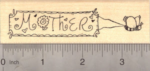 Mother's Day Banner with Bee Rubber Stamp