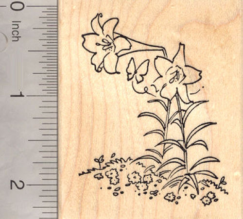 Lilies, Flower Rubber Stamp