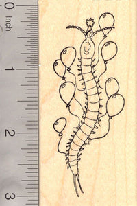 Happy Birthday Centipede Rubber Stamp