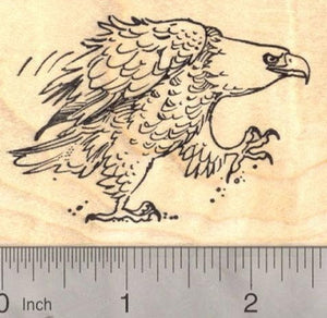 Fierce American Bald Eagle, Patriotic Rubber Stamp (fourth of July, July 4th)