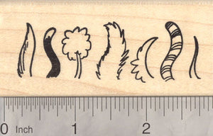 Cat and Dog Tails Rubber Stamp, Poodle, Striped Tail, Bushy Tail