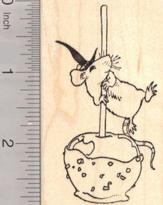 Halloween Mouse with Caramel Candy Apple Rubber Stamp