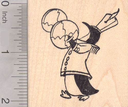 Penguin playing Cymbals, Marching Band Rubber Stamp, Musical Instrument