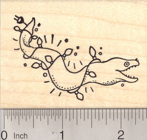 Christmas Electric Eel with Holiday Lights Rubber Stamp