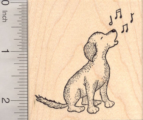 Singing Hound Dog Rubber Stamp