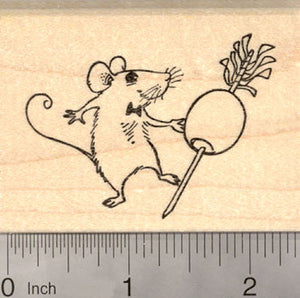 Mouse Dancing with Martini Olive Rubber Stamp, New Year Party