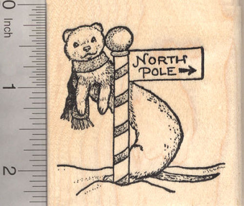 Christmas Ferret at North Pole Rubber Stamp