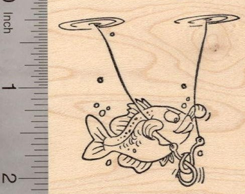 Fly Fishing Rubber Stamp, Sport Fishing Silhouette