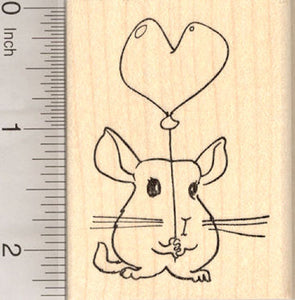 Valentine's Day Chinchilla Rubber Stamp