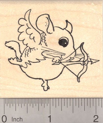 Valentine's Day Chinchilla Cupid Rubber Stamp