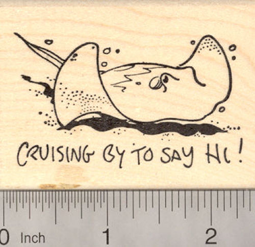 Stingray Rubber Stamp, Cruising by to say Hi! Ray
