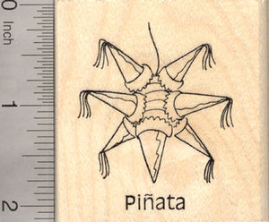 Nine Pointed Star Pinata Rubber Stamp, Mexico, China