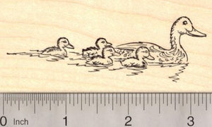 Duck with Ducklings Rubber Stamp
