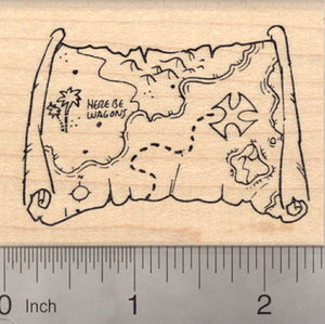 Pirate Treasure Map Rubber Stamp