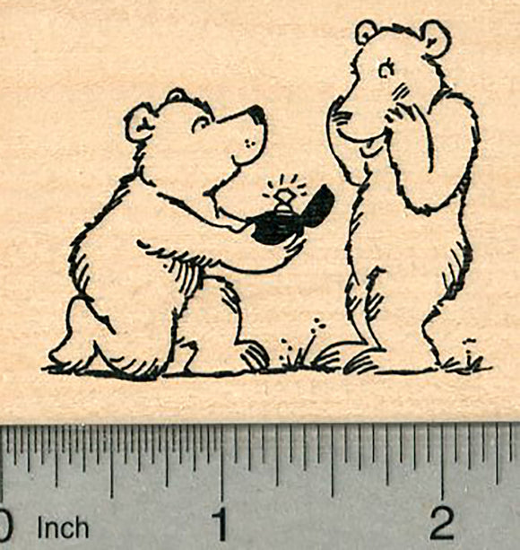Bear Marriage Proposal Rubber Stamp, Wedding or Engagement